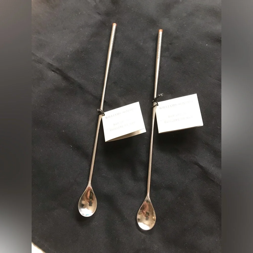 Williams Sonoma Silver Long Bar Spoons Set of 2